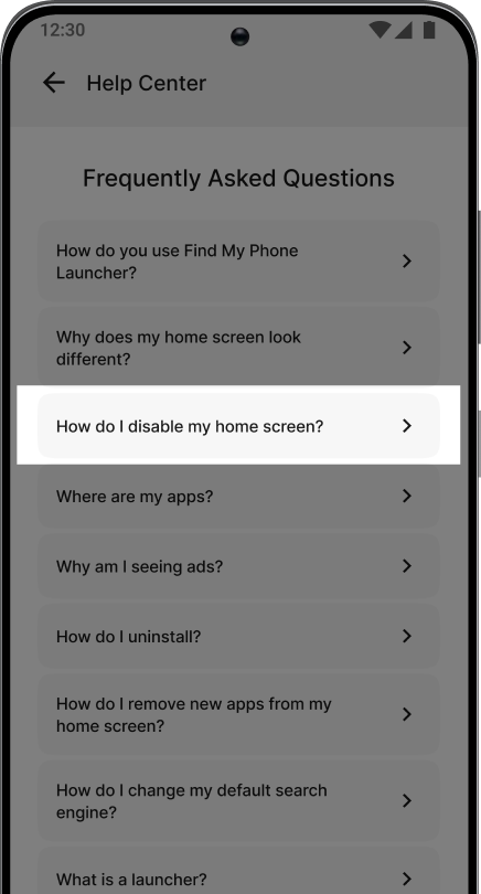 Select How do I disable my home screen