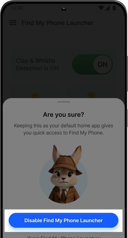 Tap Disable Find My Phone Launcher