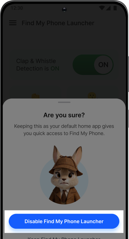 Tap Disable Find My Phone Launcher