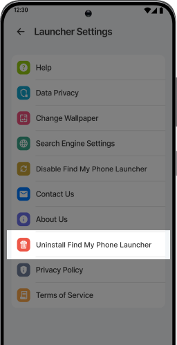 Select Uninstall Volume Control Launcher
